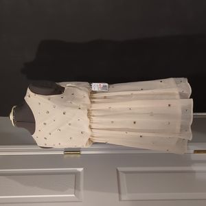 Cream, sparkly/jeweled, sleeveless, dress